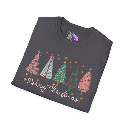 Merry Christmas Trees & Stars Adult T-shirt