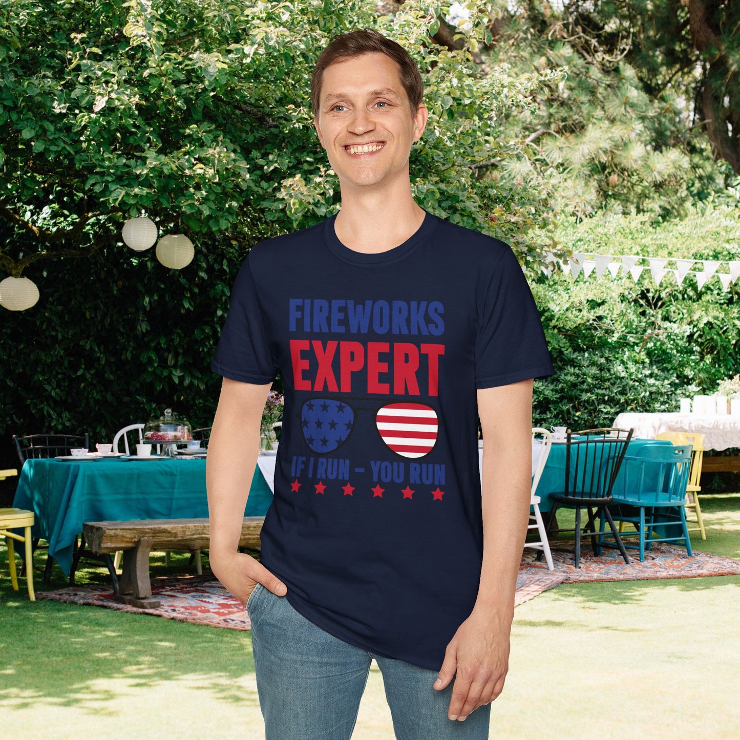 Fireworks Expert If I Run You Run Adult T-shirt