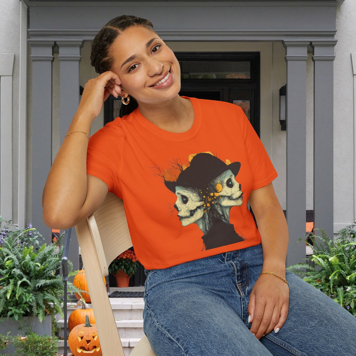 Creepy Skull Witches Adult T-shirt