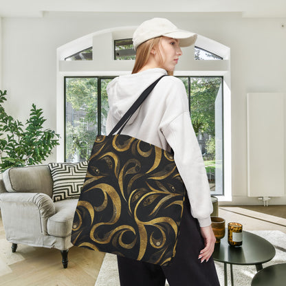 Golden Noir Swirl Canvas Tote Bag