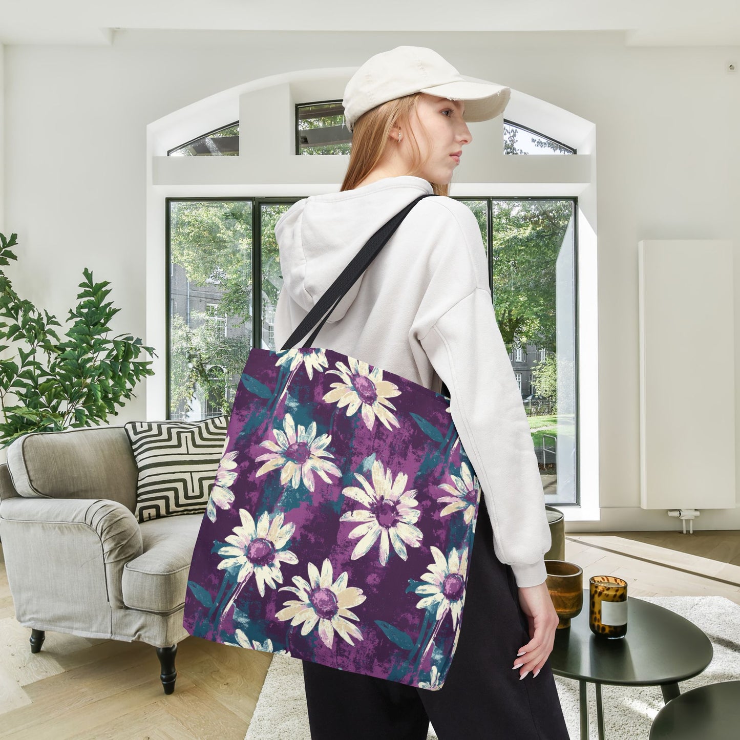 Twilight Daisy Meadow Canvas Tote Bag