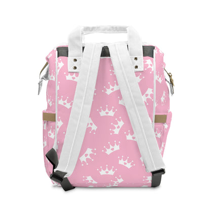 Personalized Princess Diaper Backpack – Pink Crown Baby Bag (Custom Name)