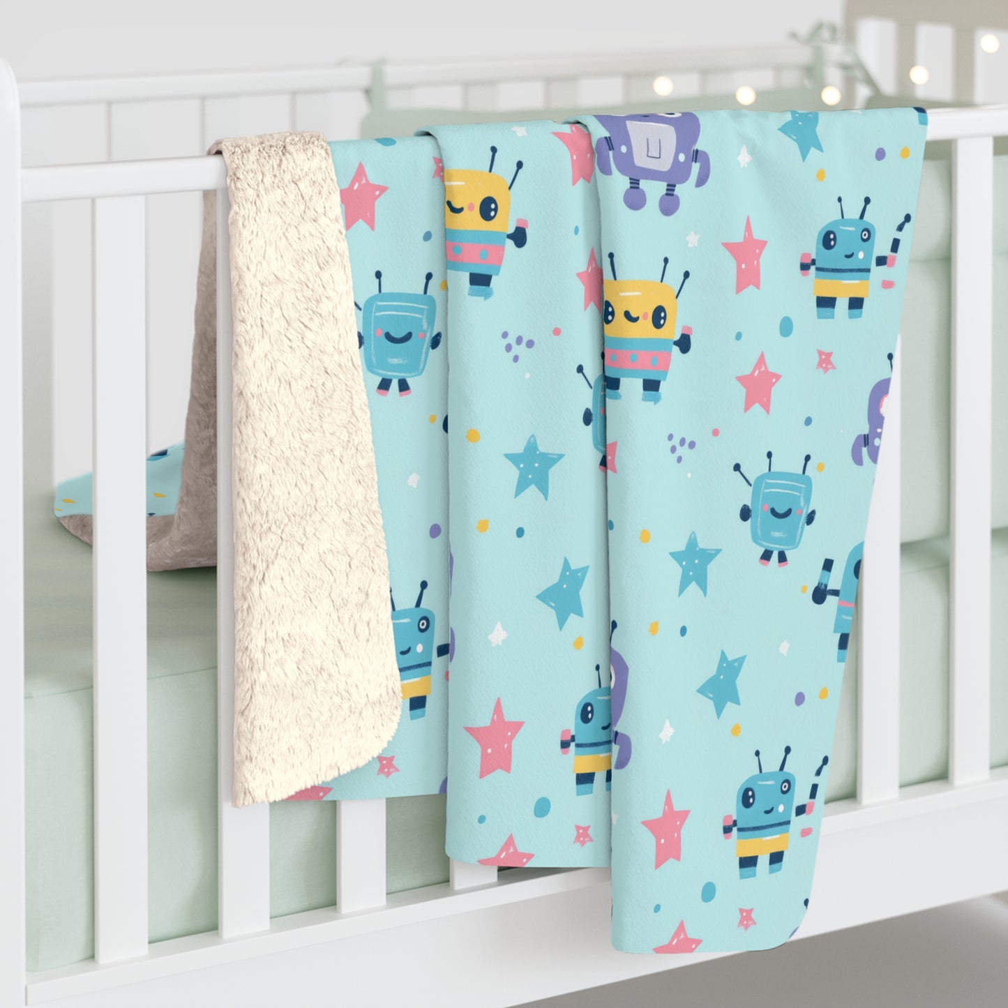 Robo Galaxy Giggles Sherpa Fleece Blanket