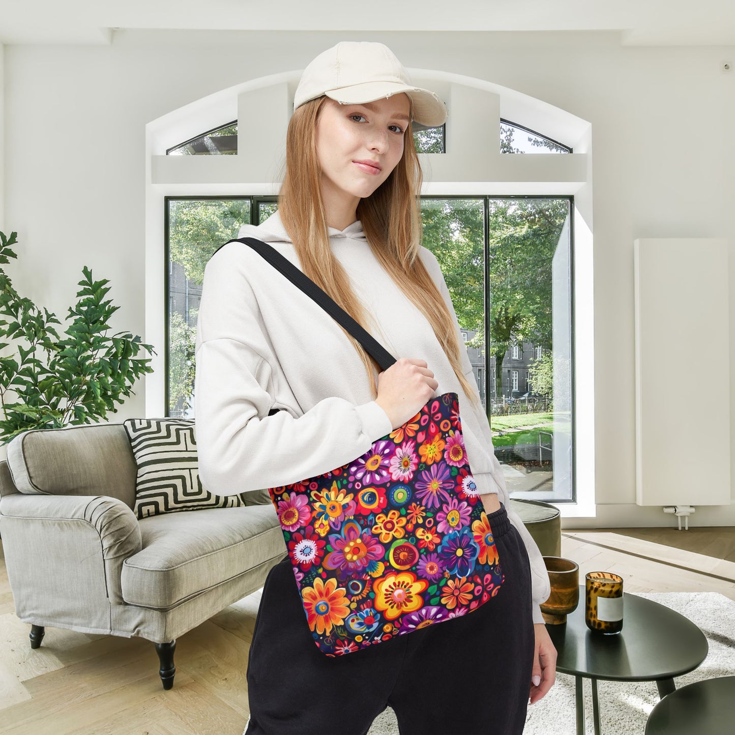 Floral Fiesta Canvas Tote Bag