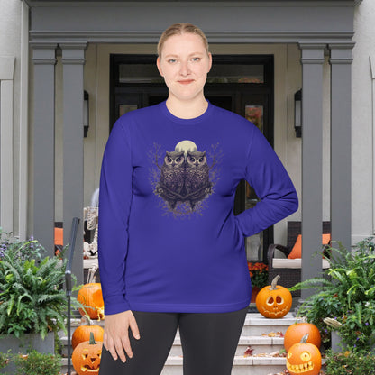 Owls with Full Moon Adult Long Sleeve Tee