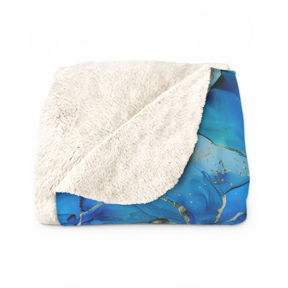 Turquoise Marble Print Sherpa Fleece Blanket