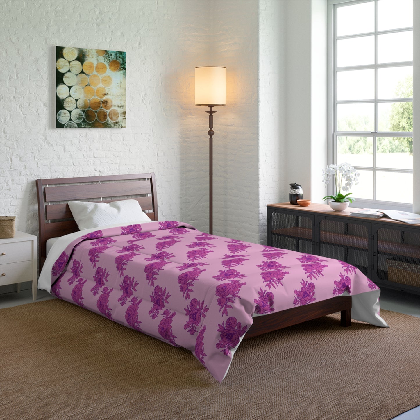 Bubblegum Bloom Peonies Comforter