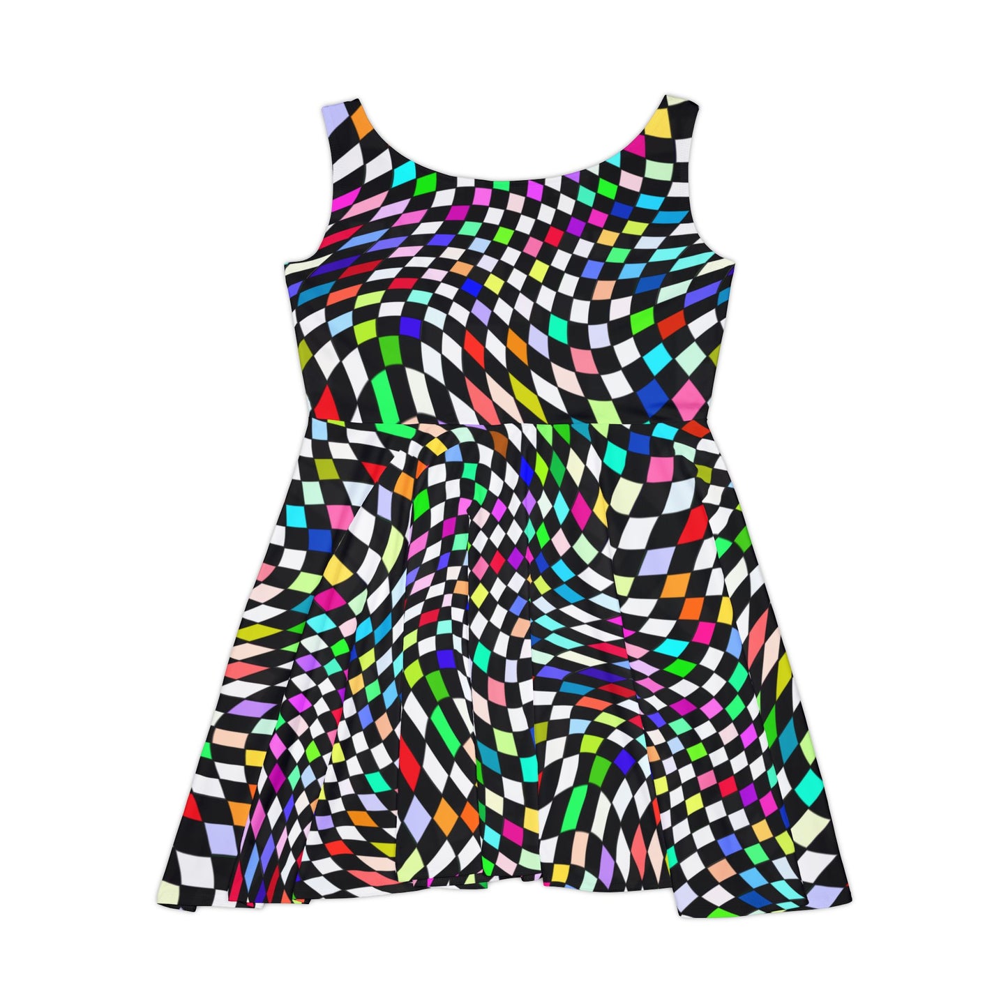 Warped Colorful Checkered Women's Skater Dress