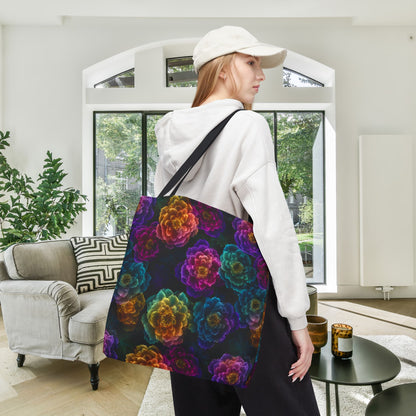 Neon Whisper Blooms Canvas Tote Bag