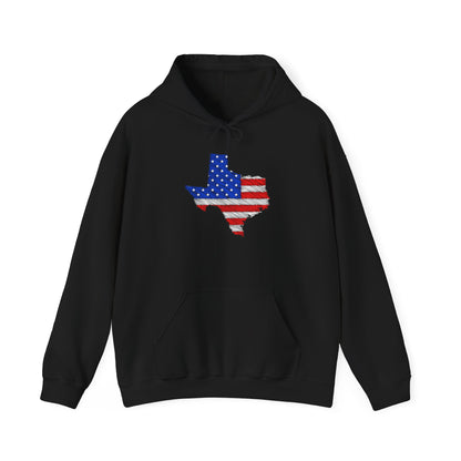 Texas-shaped American Flag Heavy Blend™ Hooded Sweatshirt