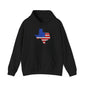 Texas-shaped American Flag Heavy Blend™ Hooded Sweatshirt
