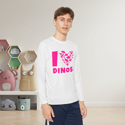 I Love Dinos (Dino Heart) Youth Long Sleeve Tee