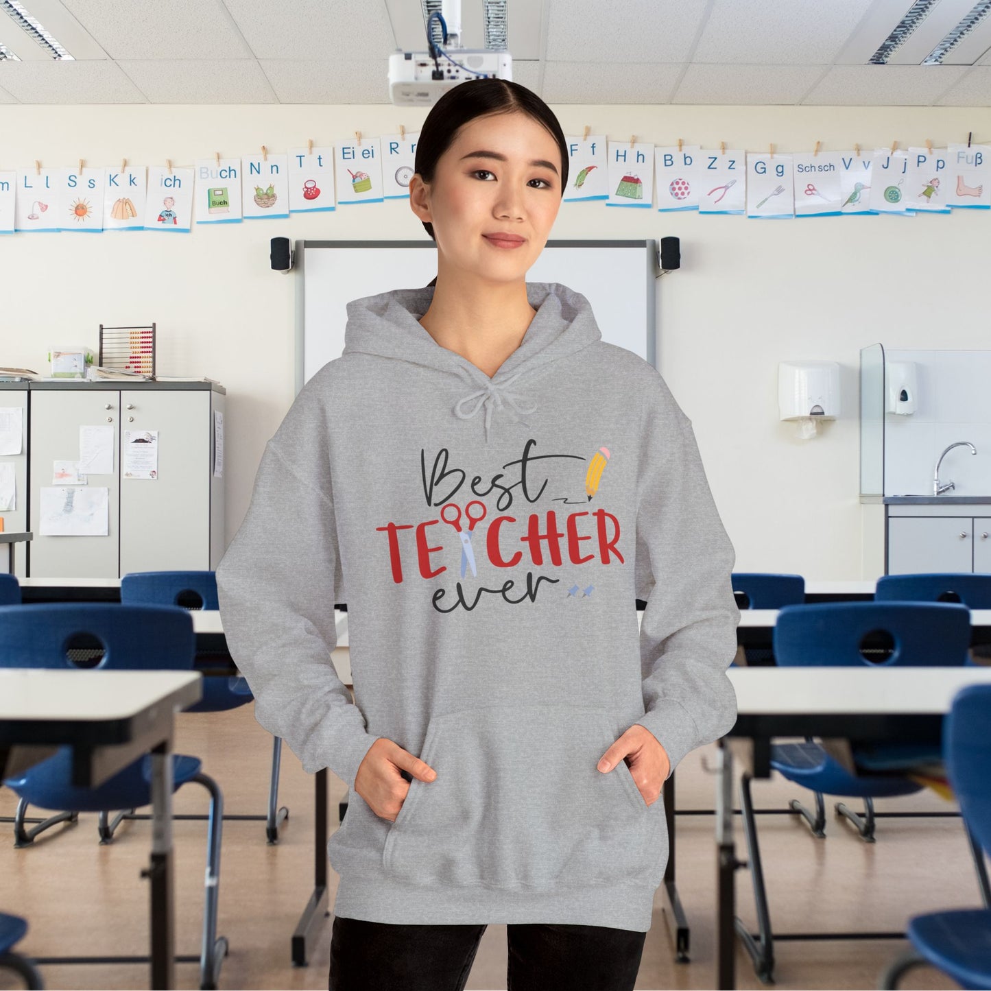 Best Teacher Ever Heavy Blend™ Hooded Sweatshirt