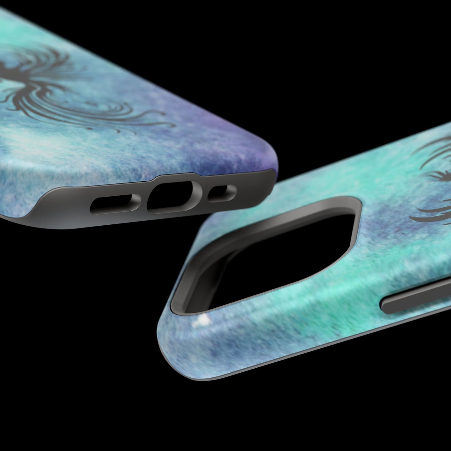 Phoenix Silhouette Over Teal Nebula MagSafe® Compatible Tough Case for iPhone