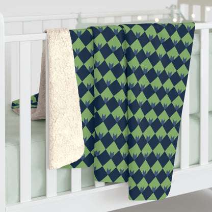 Diamond Bloom-Sage & Navy Fleece Blanket