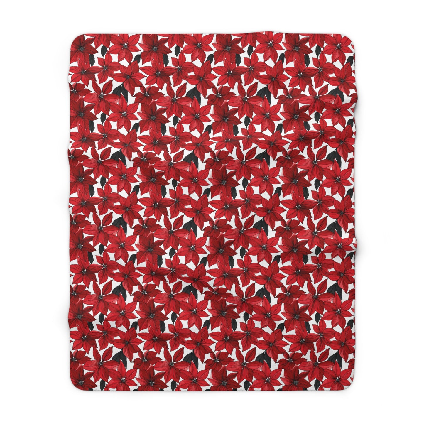 Inked Poinsettias Fleece Blanket