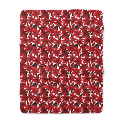 Inked Poinsettias Fleece Blanket
