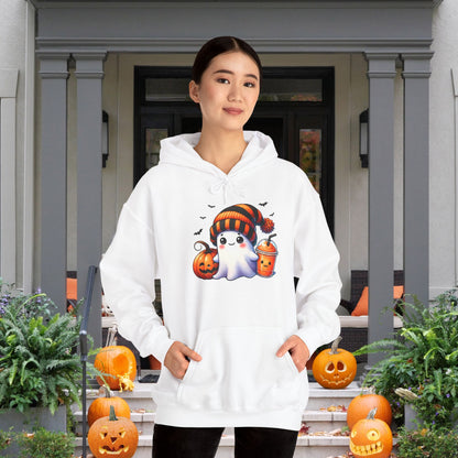 Cute Ghost and Pumpkins Heavy Blend™ Hooded Sweatshirt