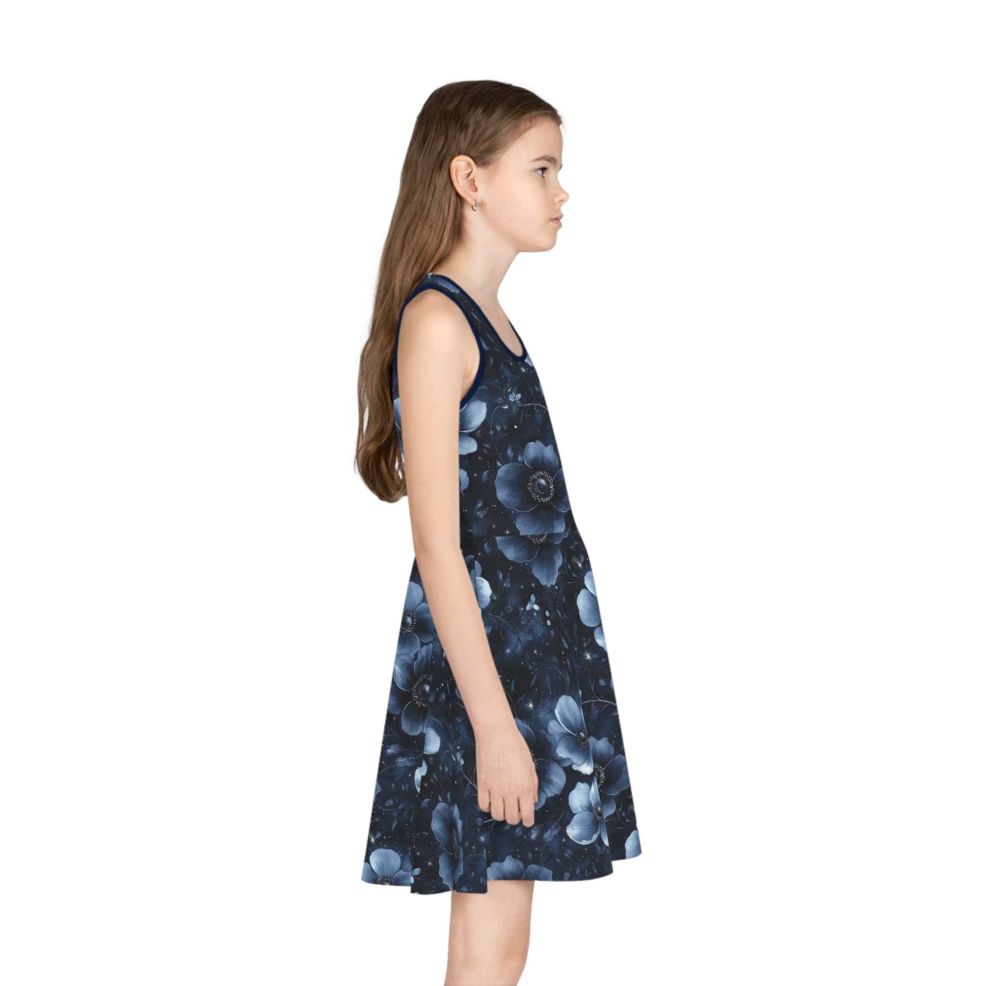 Midnight Blossoms Girls' Sleeveless Sundress