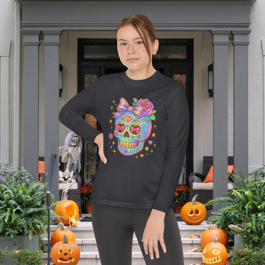 Neon Sugar Skull Youth Long Sleeve Tee