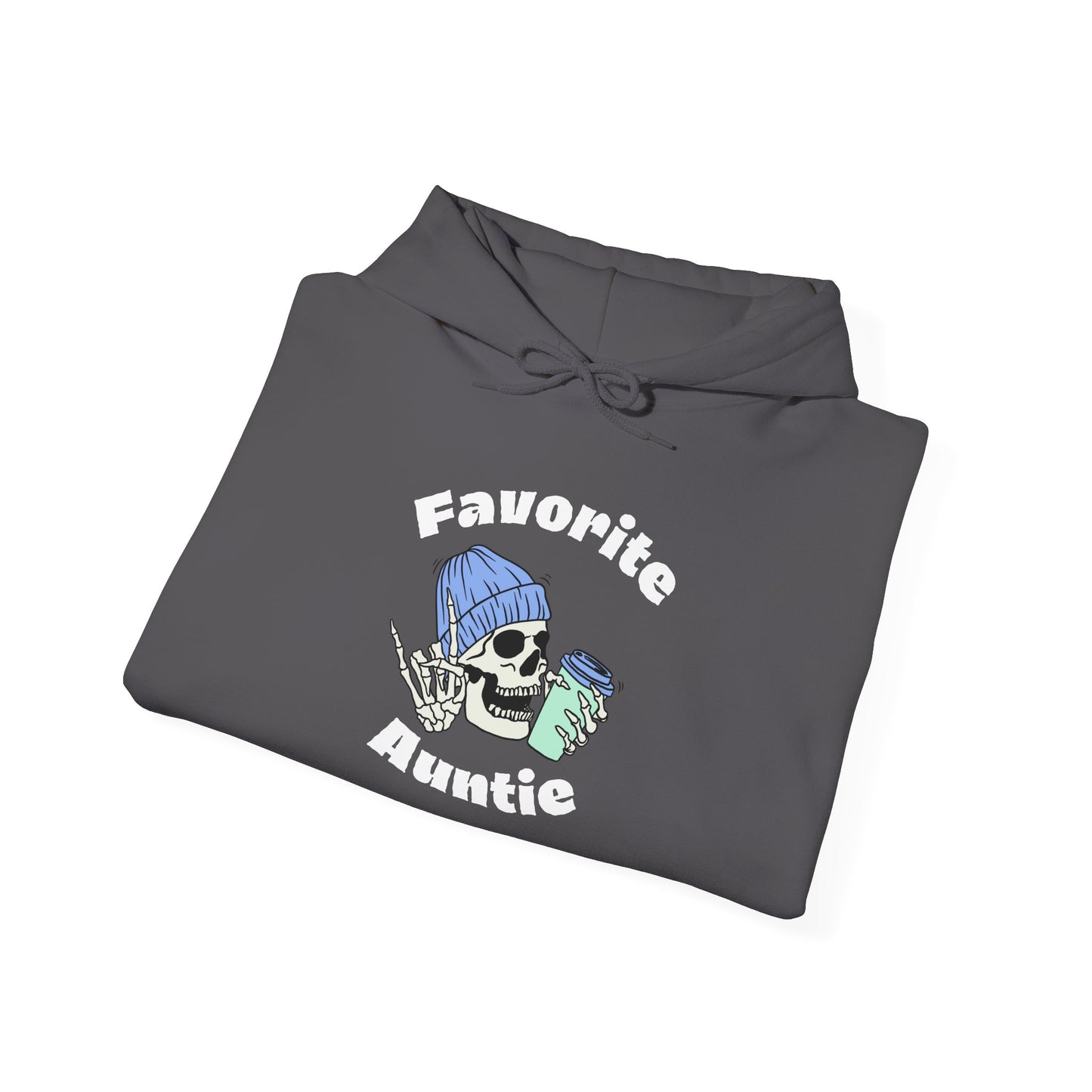Favorite Auntie Skull drinking coffee Heavy Blend™ Hooded Sweatshirt
