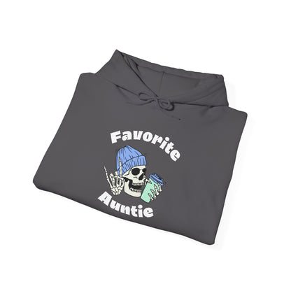 Favorite Auntie Skull drinking coffee Heavy Blend™ Hooded Sweatshirt