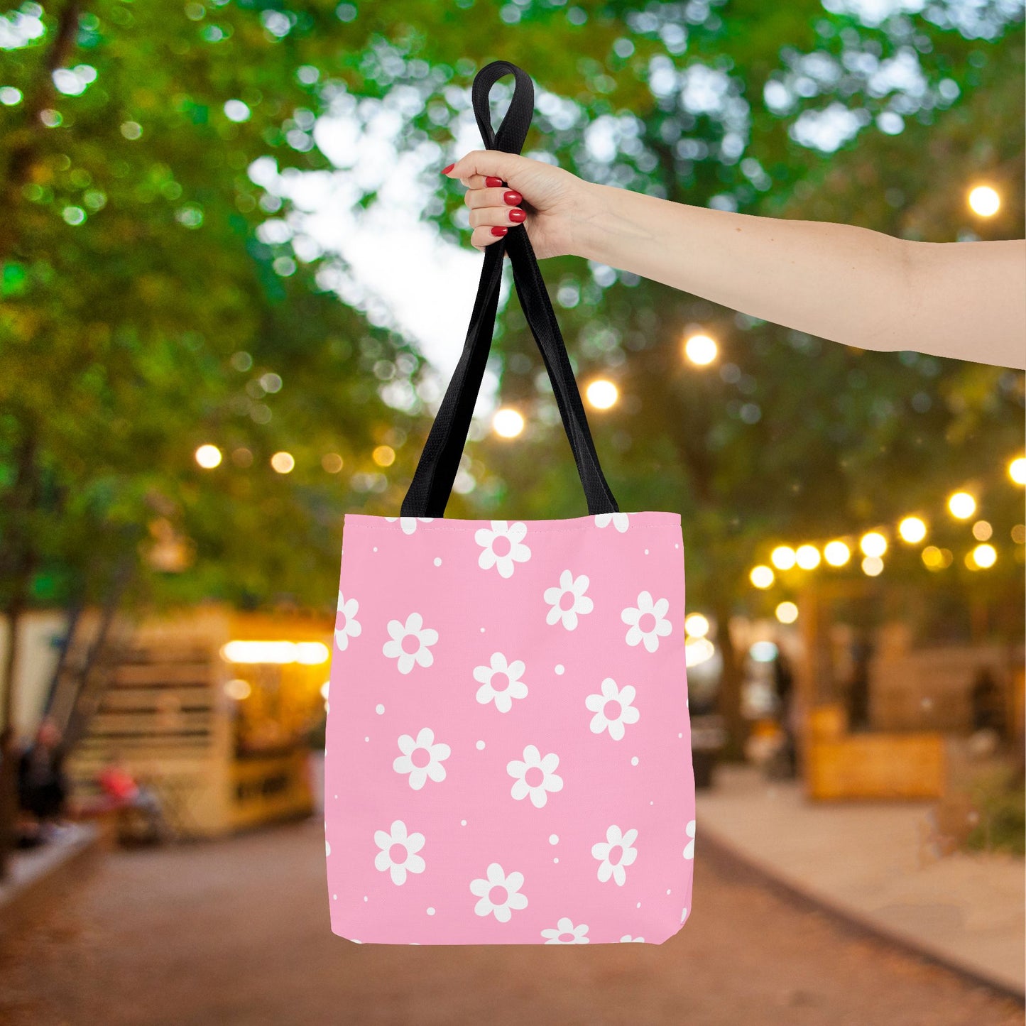 Pretty Petals & Dots Canvas Tote Bag