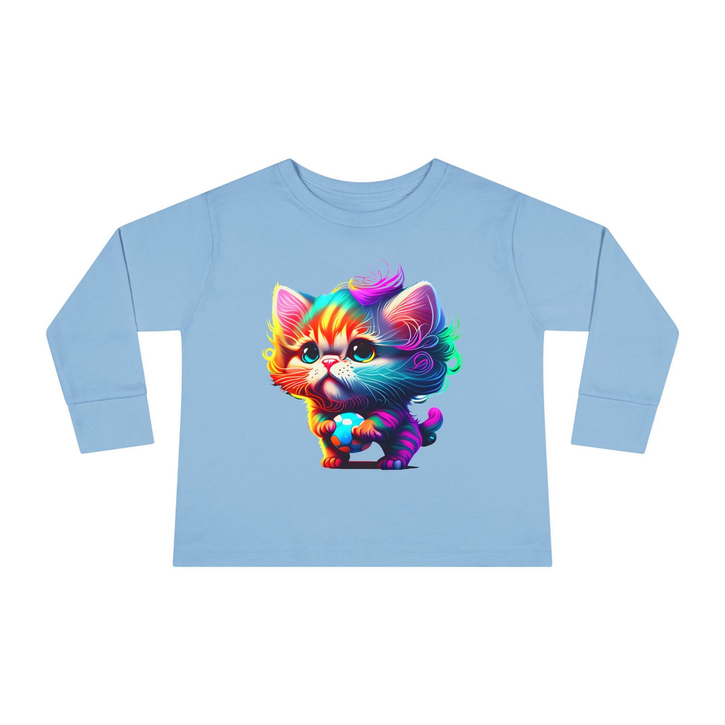 Cute Colorful Kitten Toddler Long Sleeve Tee