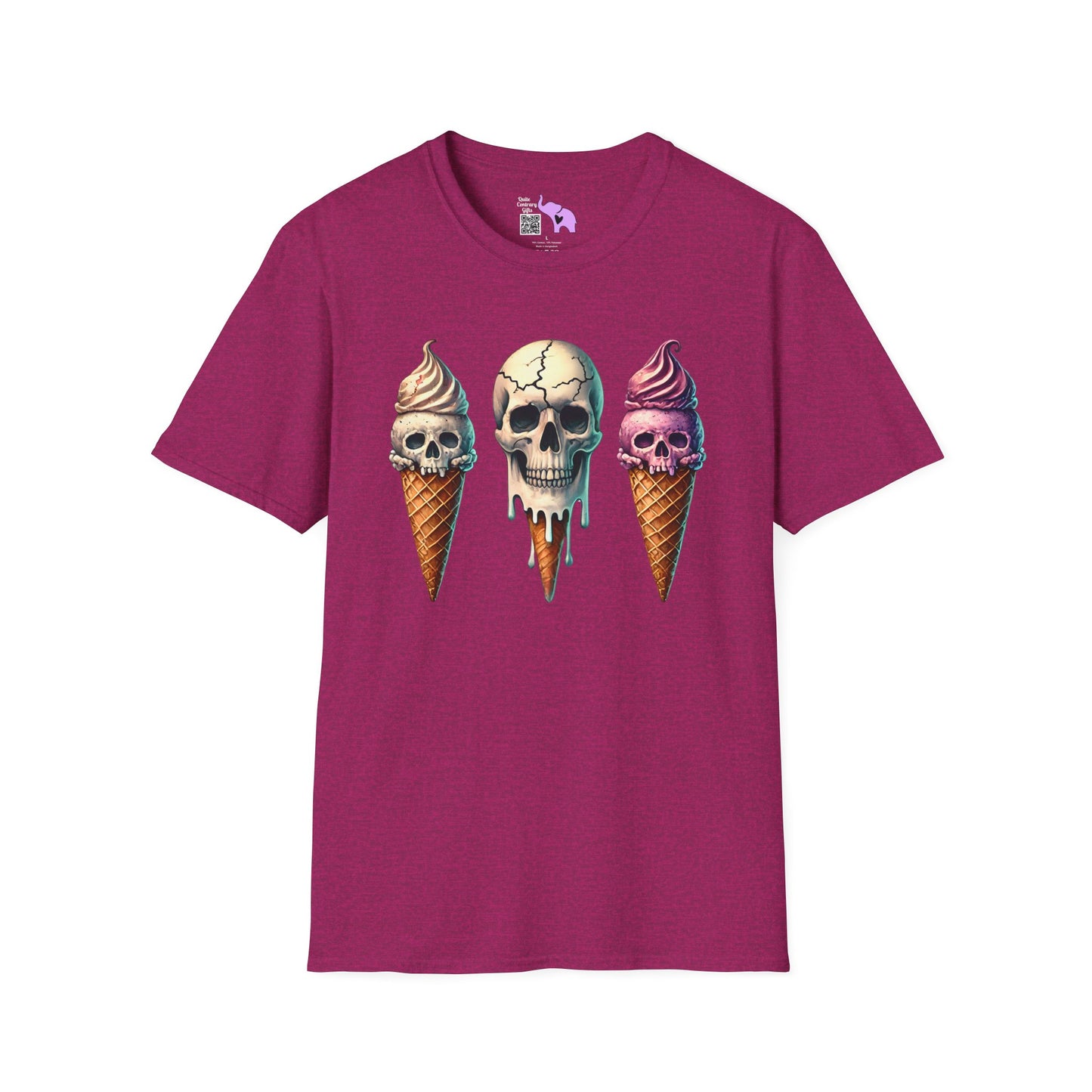 Ice Cream Cone Skull Adult T-shirt