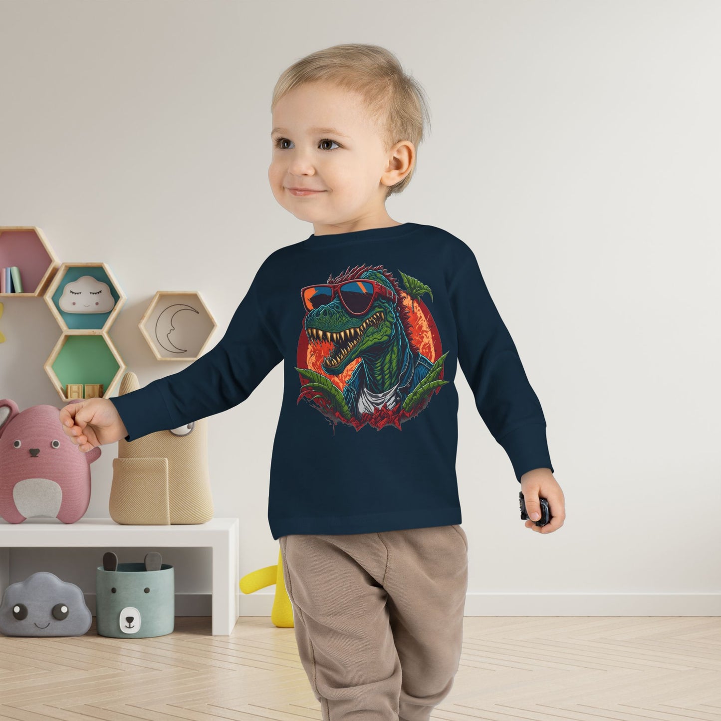 Cool Dinosaur Toddler Long Sleeve Tee