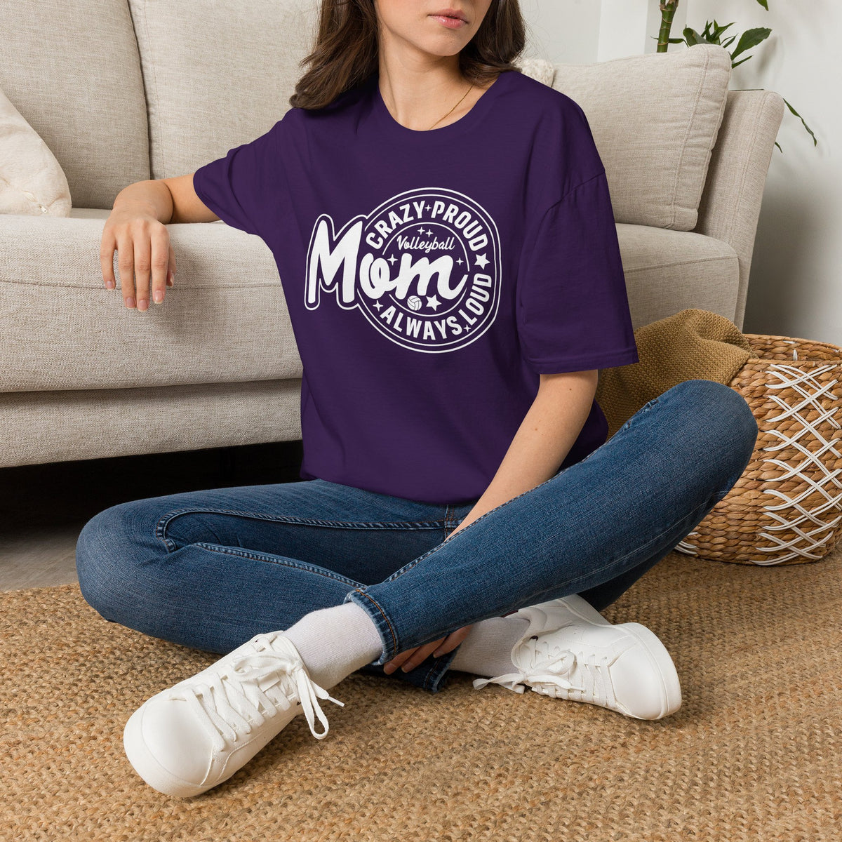 Crazy Proud Always Loud Volleyball Mom Adult T-shirt