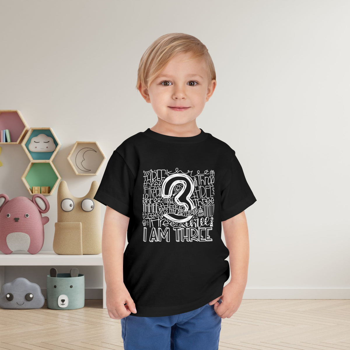 I Am Three Typography Toddler Tee