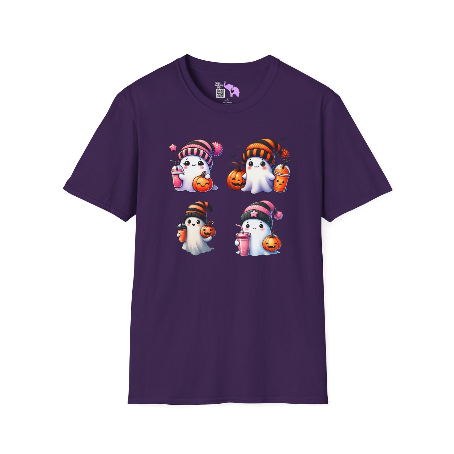 Cute Ghosts w/Pumpkins Adult T-shirt