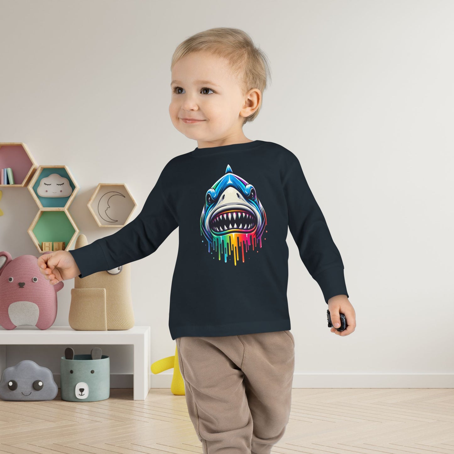 Colorful Shark Toddler Long Sleeve Tee