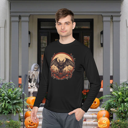 Creepy Bats Over Moon 10 Adult Long Sleeve Tee
