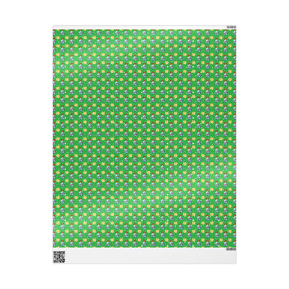 Blue Ornament Green Paper Custom Wrapping Paper (Suzie)