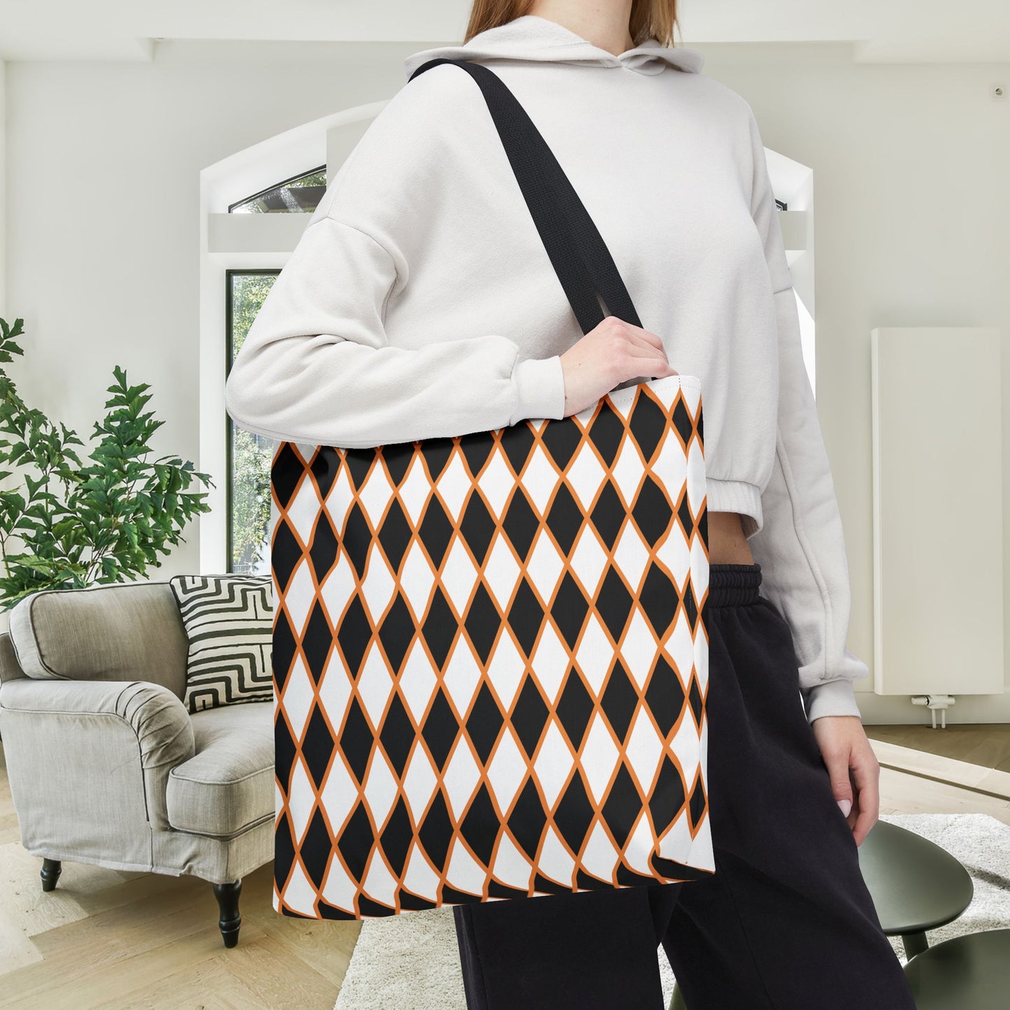 Midnight Ember Harlequin Canvas Tote Bag