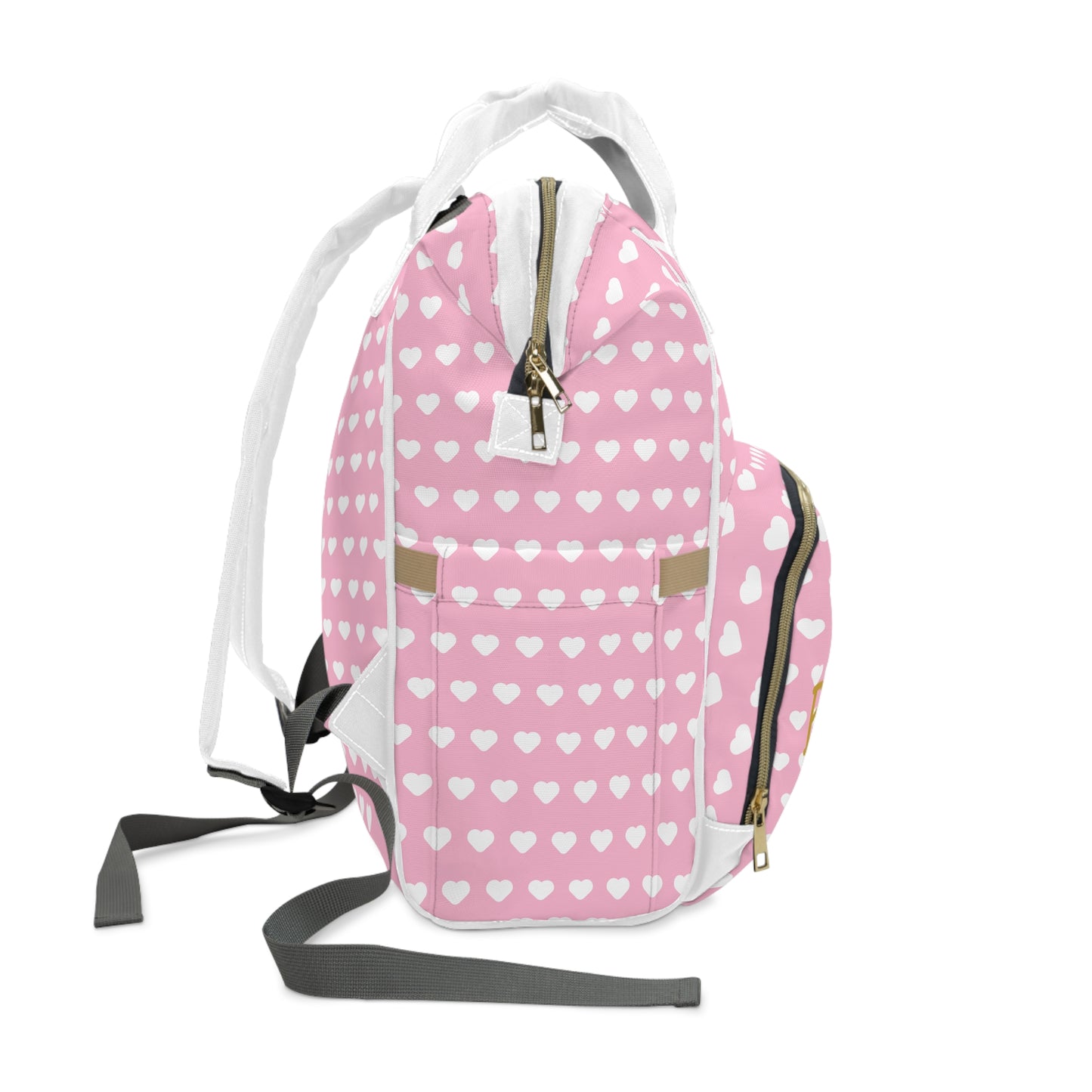 Personalized Pink Hearts Diaper Backpack