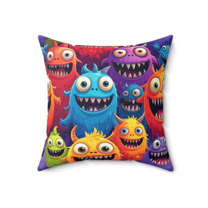 Happy Little Monsters Throw Pillow