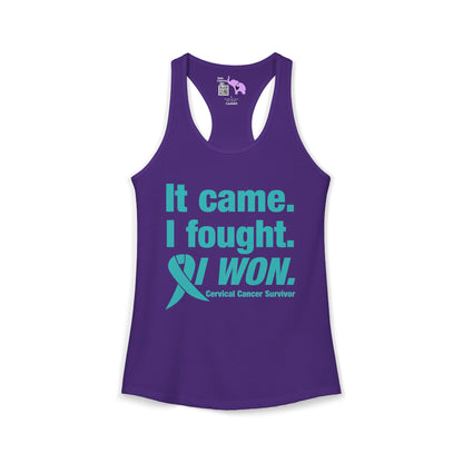 It Came I Fought I Won Cervical Cancer Survivior Women's Ideal Racerback Tank