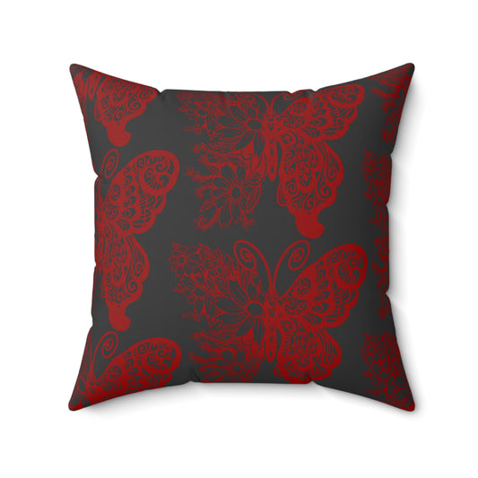Crimson Flutter Throw Pillow