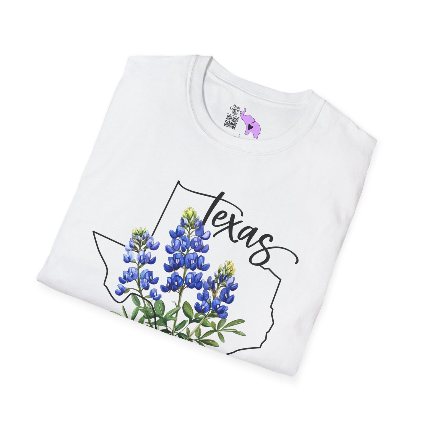 Texas Bluebonnets Outline Adult T-shirt