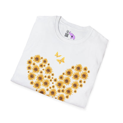 Sunflower Heart & Butterflies Adult T-shirt