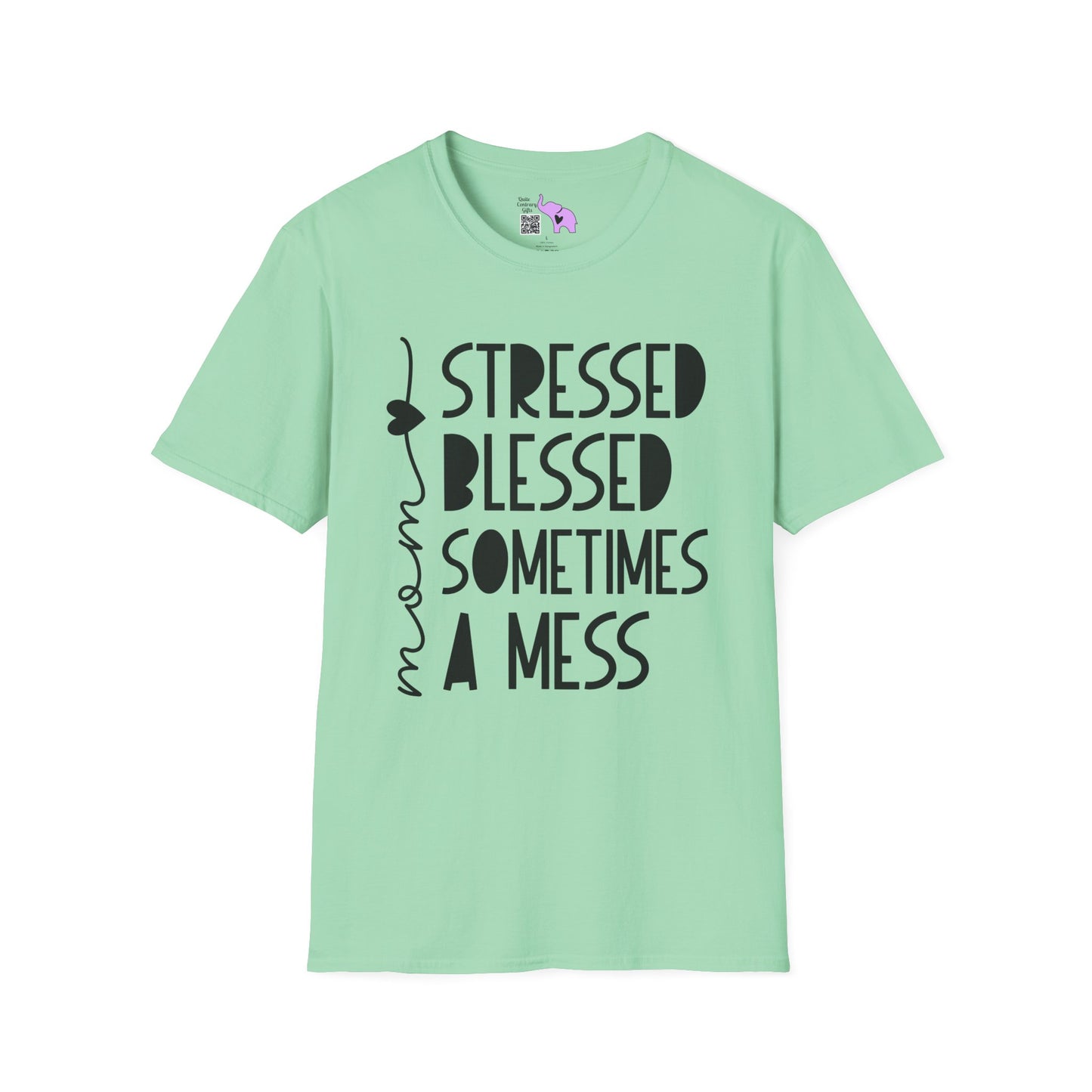 Mama Stressed Blessed Sometimes A Mess Adult T-shirt