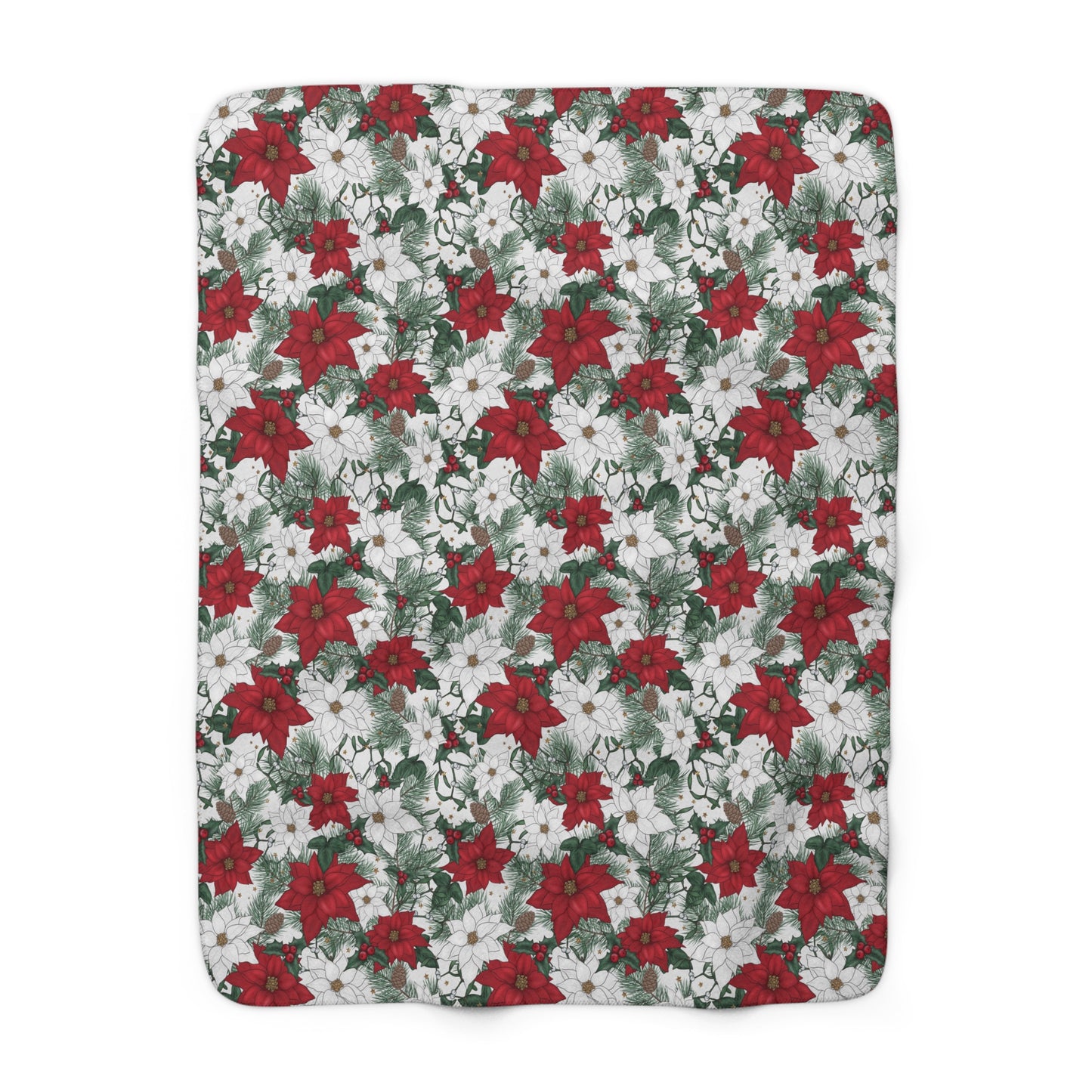 Winter Poinsettia Garden Fleece Blanket