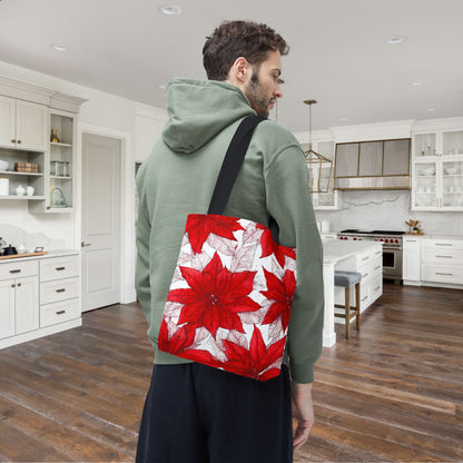 Christmas Blossom Sketch Canvas Tote Bag