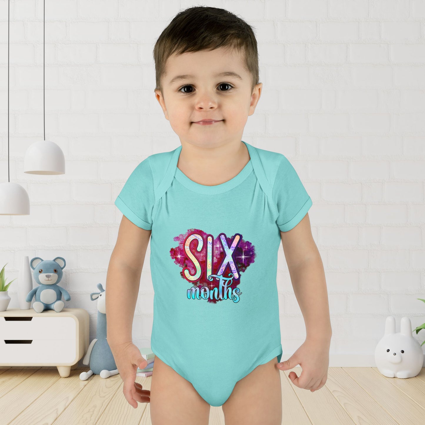 Stardust Baby Milestone Bodysuit-Six Months