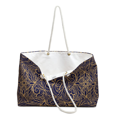 Golden Midnight Radiance Mandala Weekender Bag