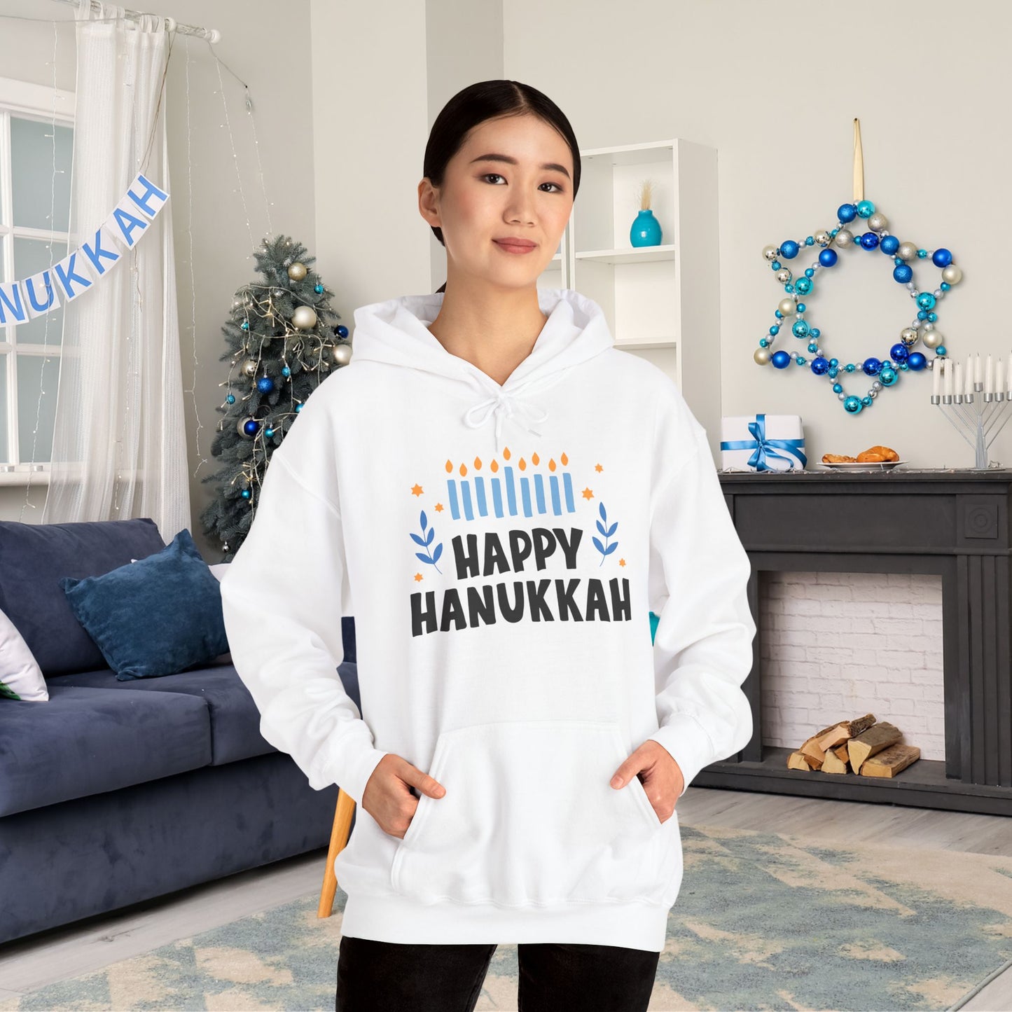 Happy Hanukkah 5 Heavy Blend™ Hooded Sweatshirt