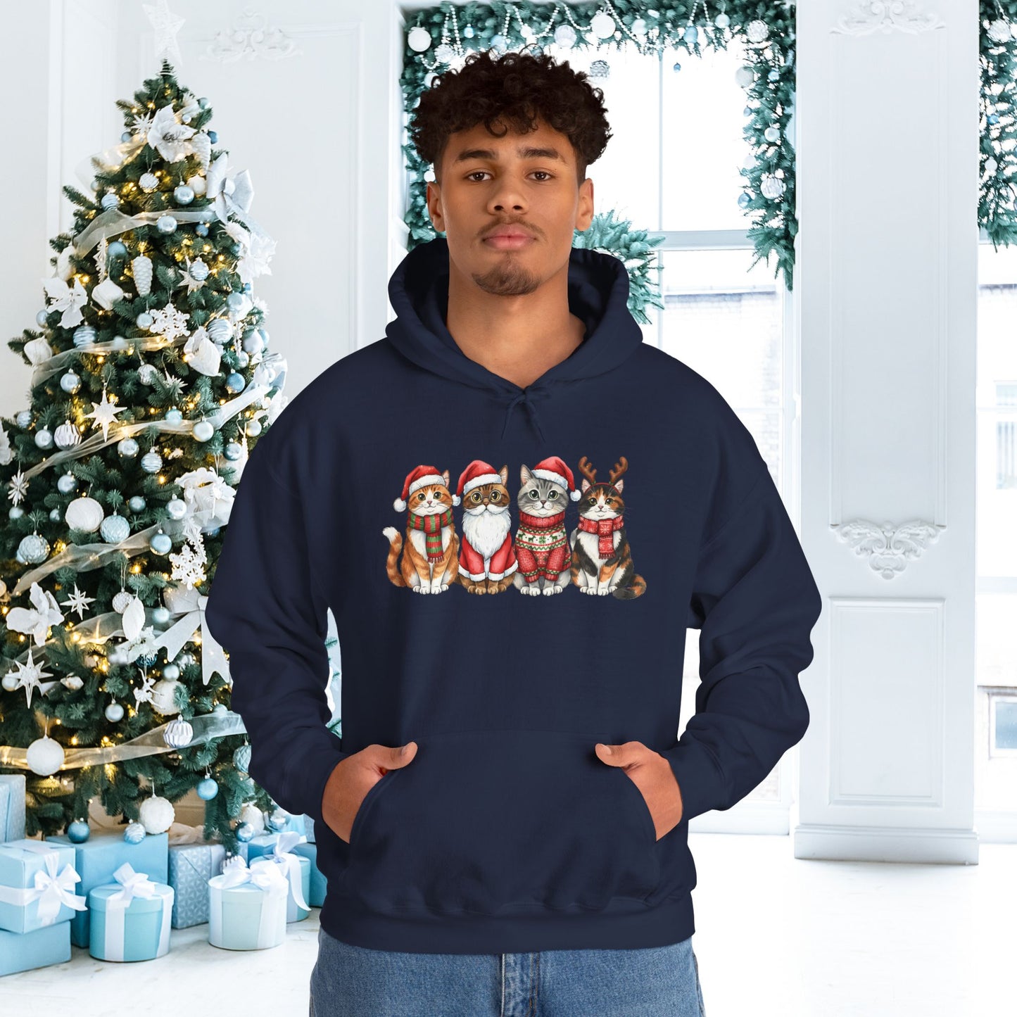Santa Claus Cats Adult Heavy Blend™ Hooded Sweatshirt
